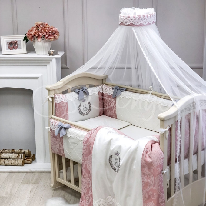 Lenjerie Patut Bebe Copii 8 piese DeLux Roz